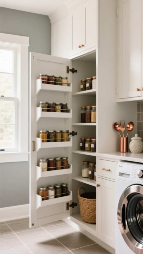 Pantry with Pantry Door Racks