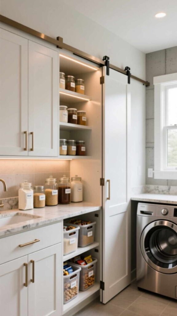 Sliding Door Pantry Setup