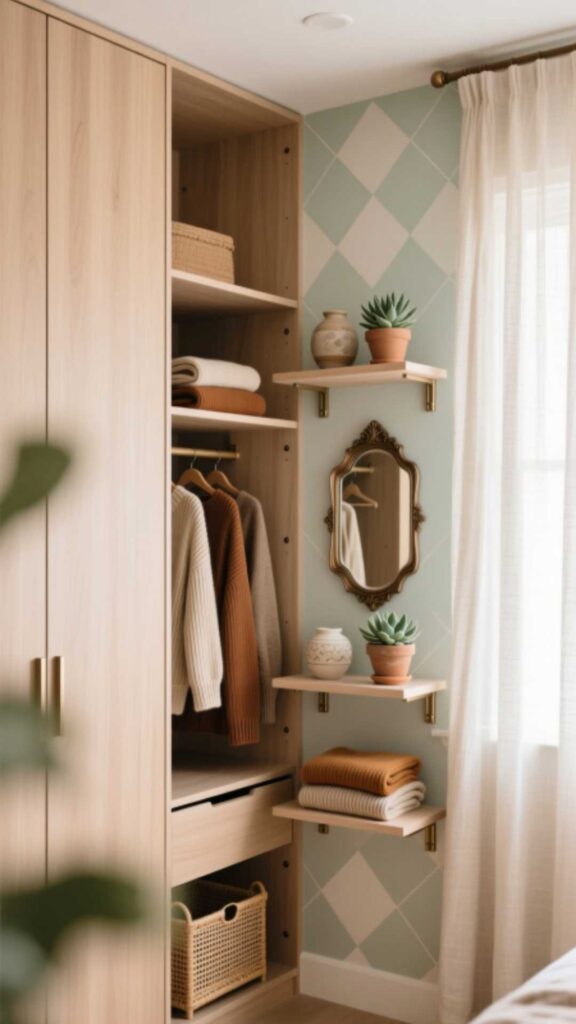 Add Open Shelves Next to the Wardrobe