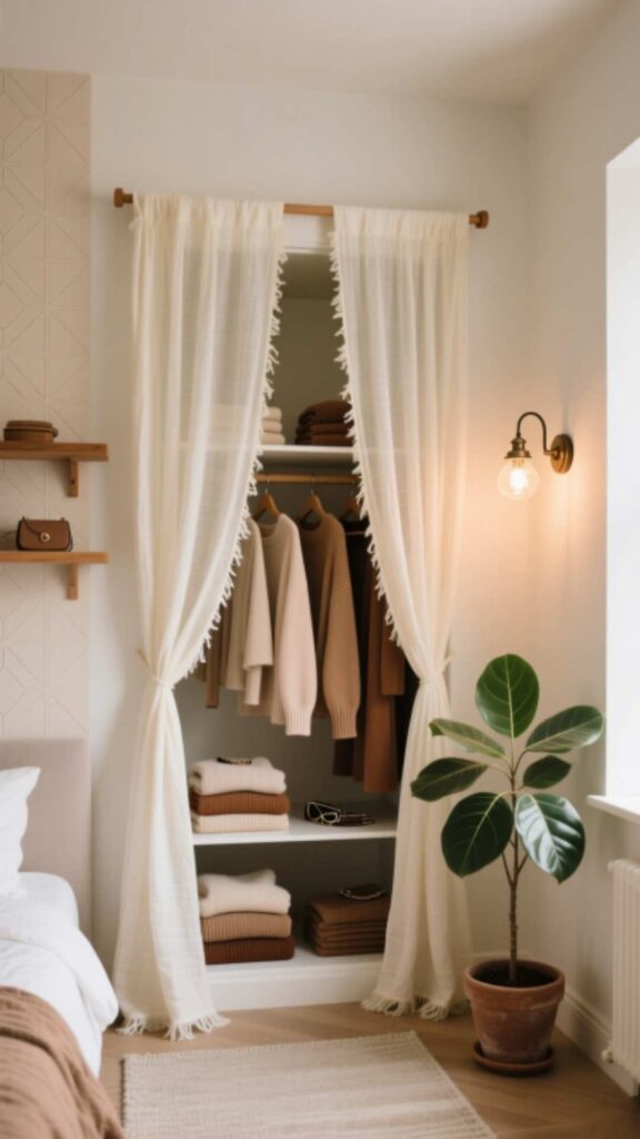Hang a Curtain Over an Open Wardrobe