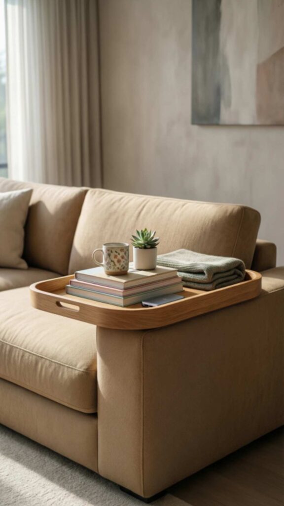 Storage Sofa Arm Tray