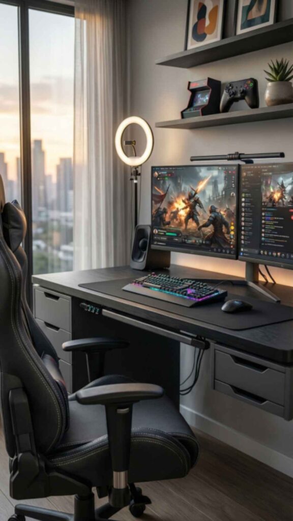 Gaming Desk with Storage Drawers