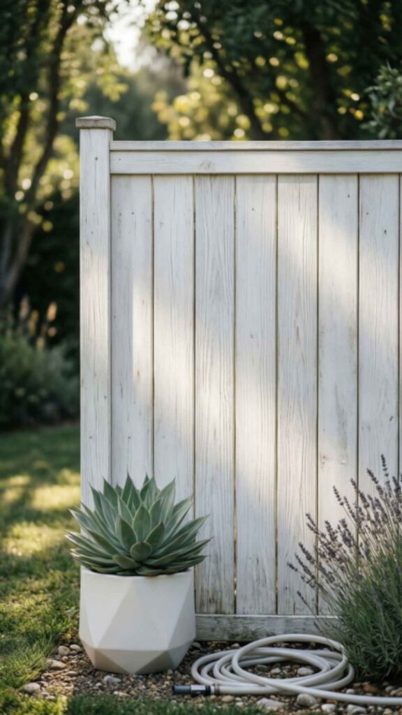 Whitewashed Wood Fence