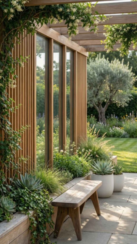 Wood Fence with Glass Panels