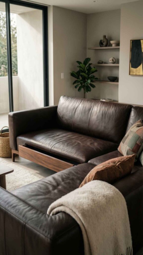 Leather Sofa with Storage