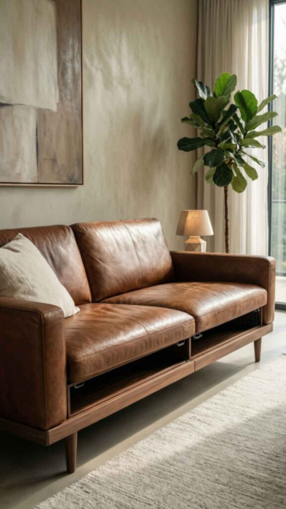 Curved Leather Sofa