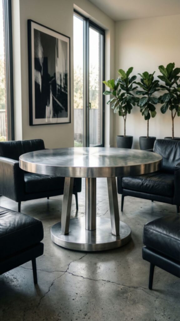 Metal Round Table for Industrial Style