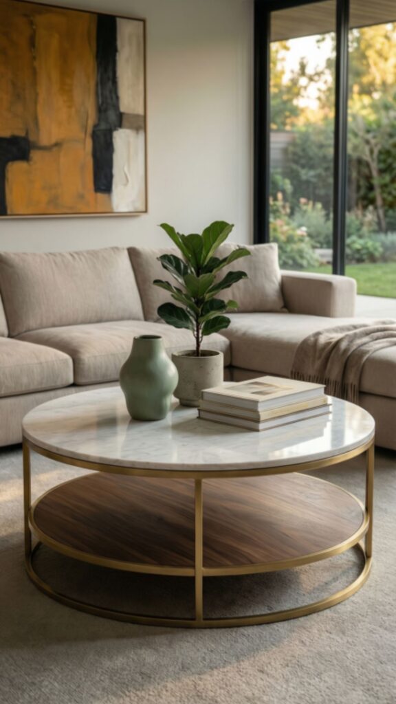 Round Table with Shelf for Extra Display