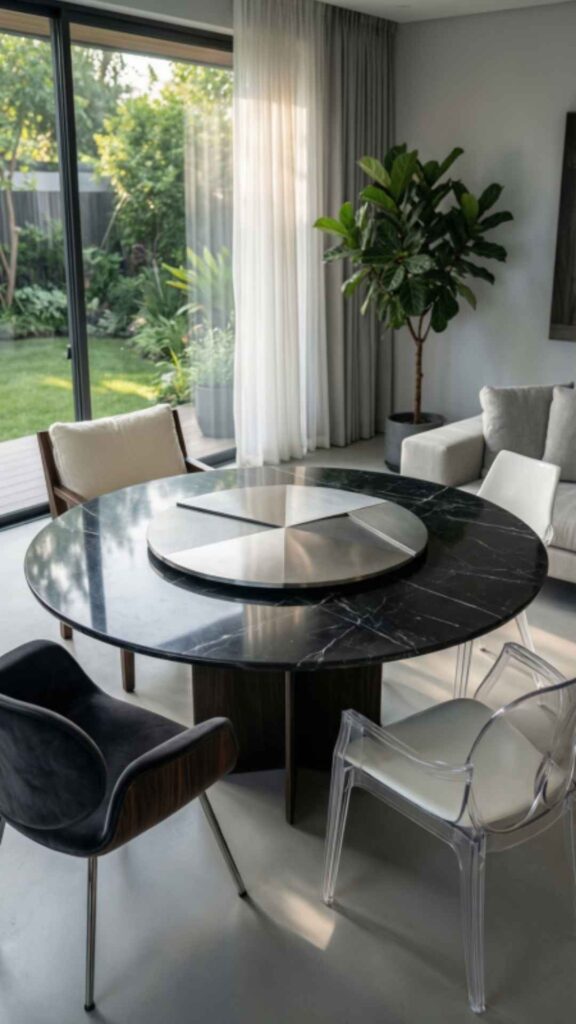 Round Table with Mixed Materials for a Modern Edge