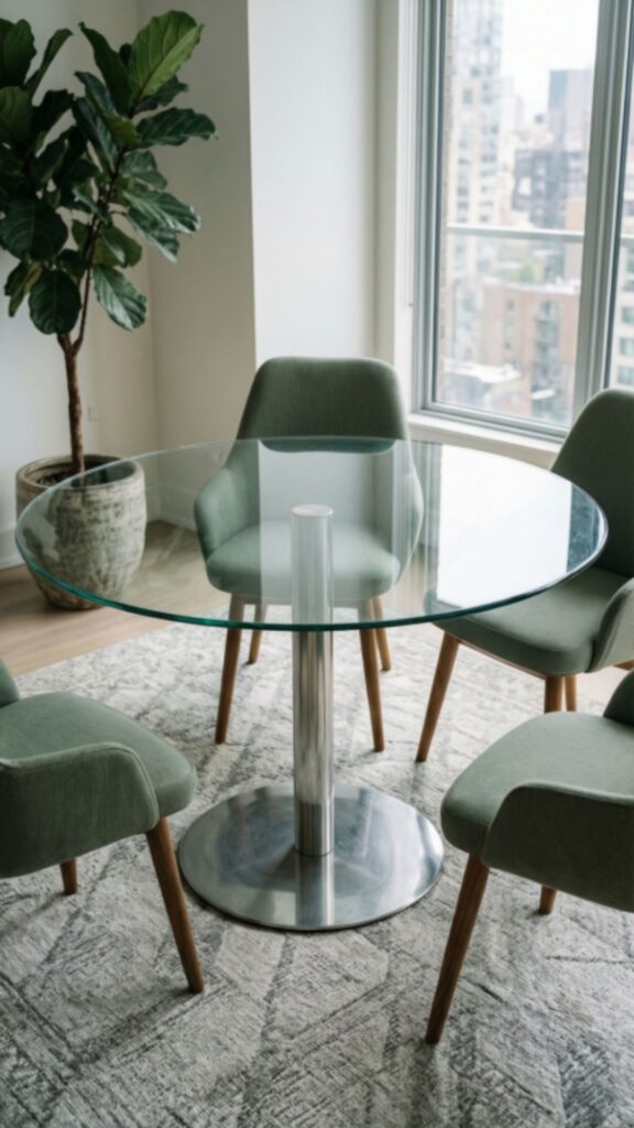 Glass Round Table for Small Living Rooms