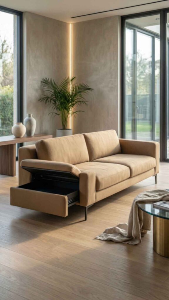 Sofa with Storage for Smart Spaces