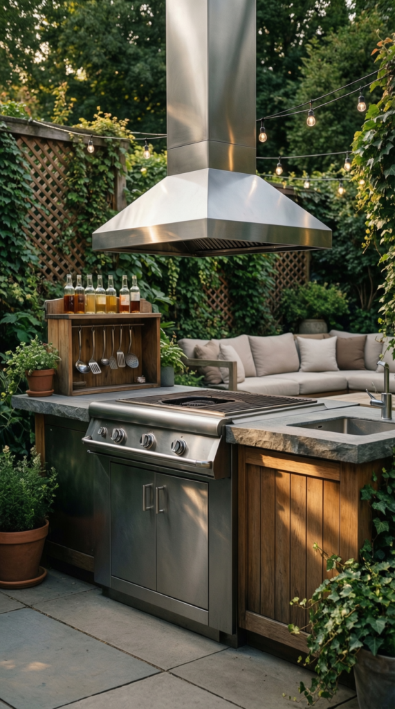 Garden Barbecue Area with Outdoor Kitchen Style