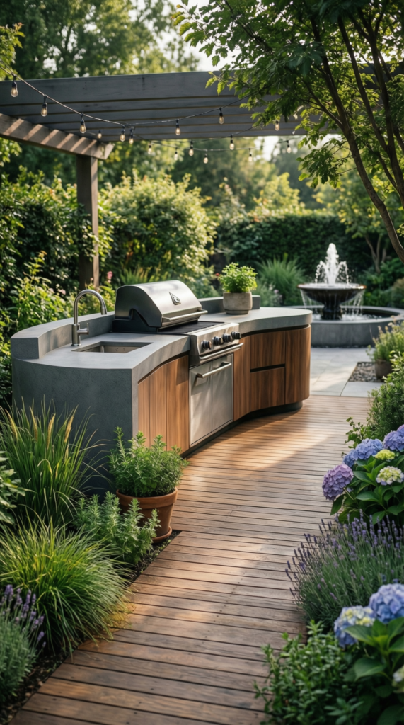 Garden Barbecue Area with Pathway Access