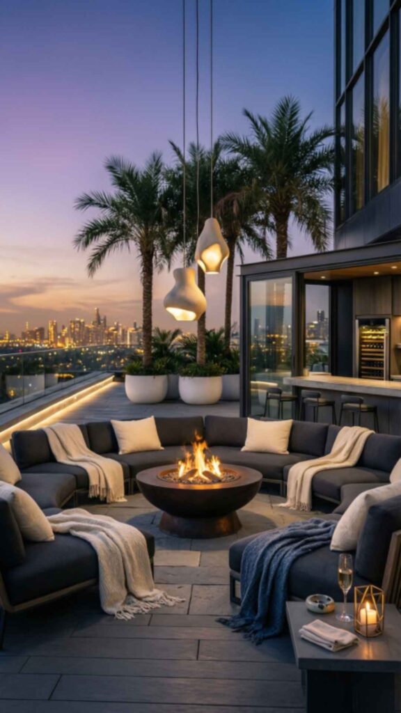 Rooftop Lounge with Fireplaces