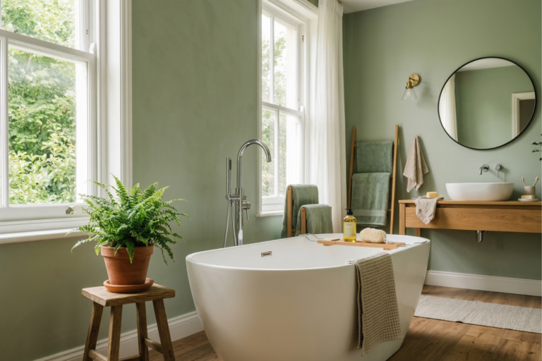Serene Sage Sanctuaries: 20 Refreshing Bathroom Design Concepts