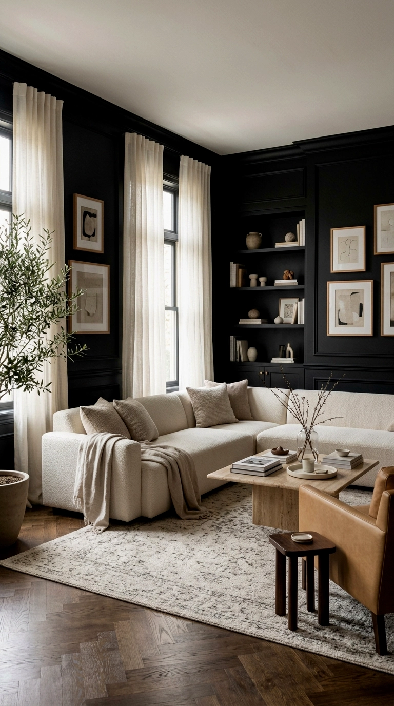 12. Sheer curtains in warm white to filter daylight warm