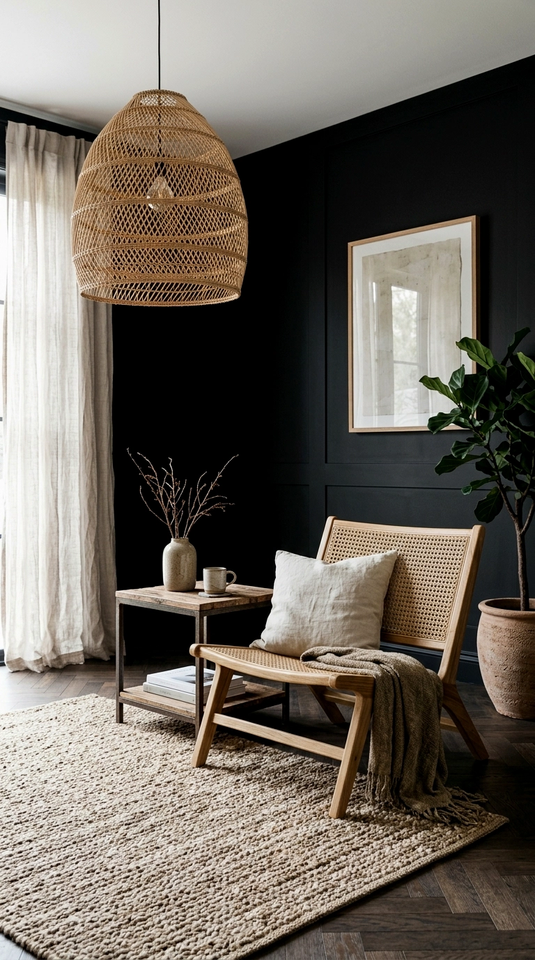 16. Cane, rattan and basket texture against black