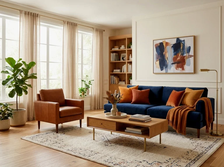 25 Blue and Orange Living Room Ideas, Matched by Mood