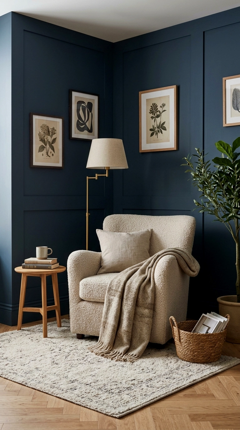 8. Blue on two adjoining walls wrapping a reading corner