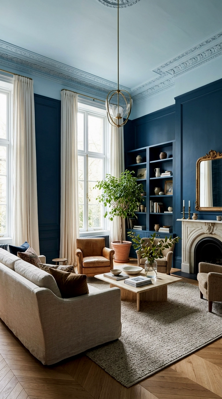 24. Pale blue ceiling with deeper blue walls, gradient calm
