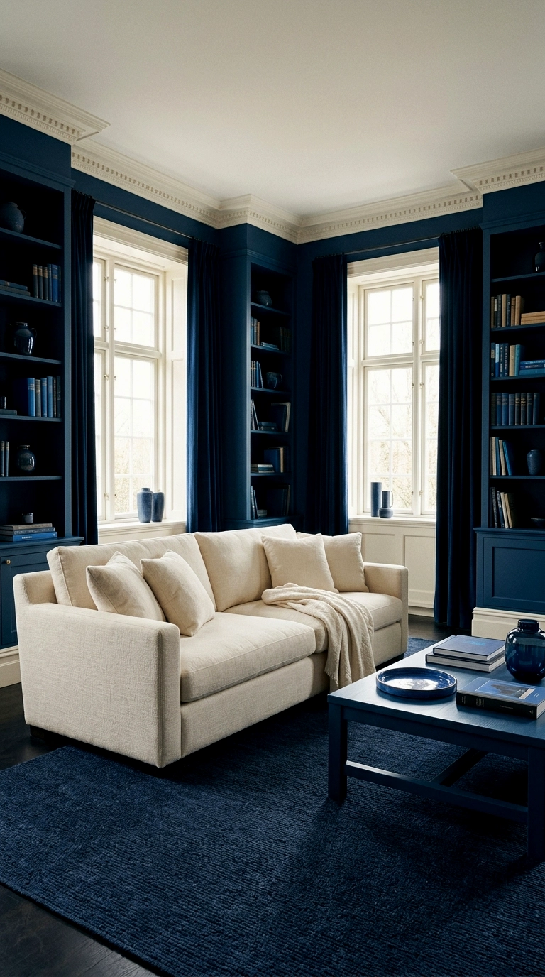 25. Blue everything with warm white trim as the only relief