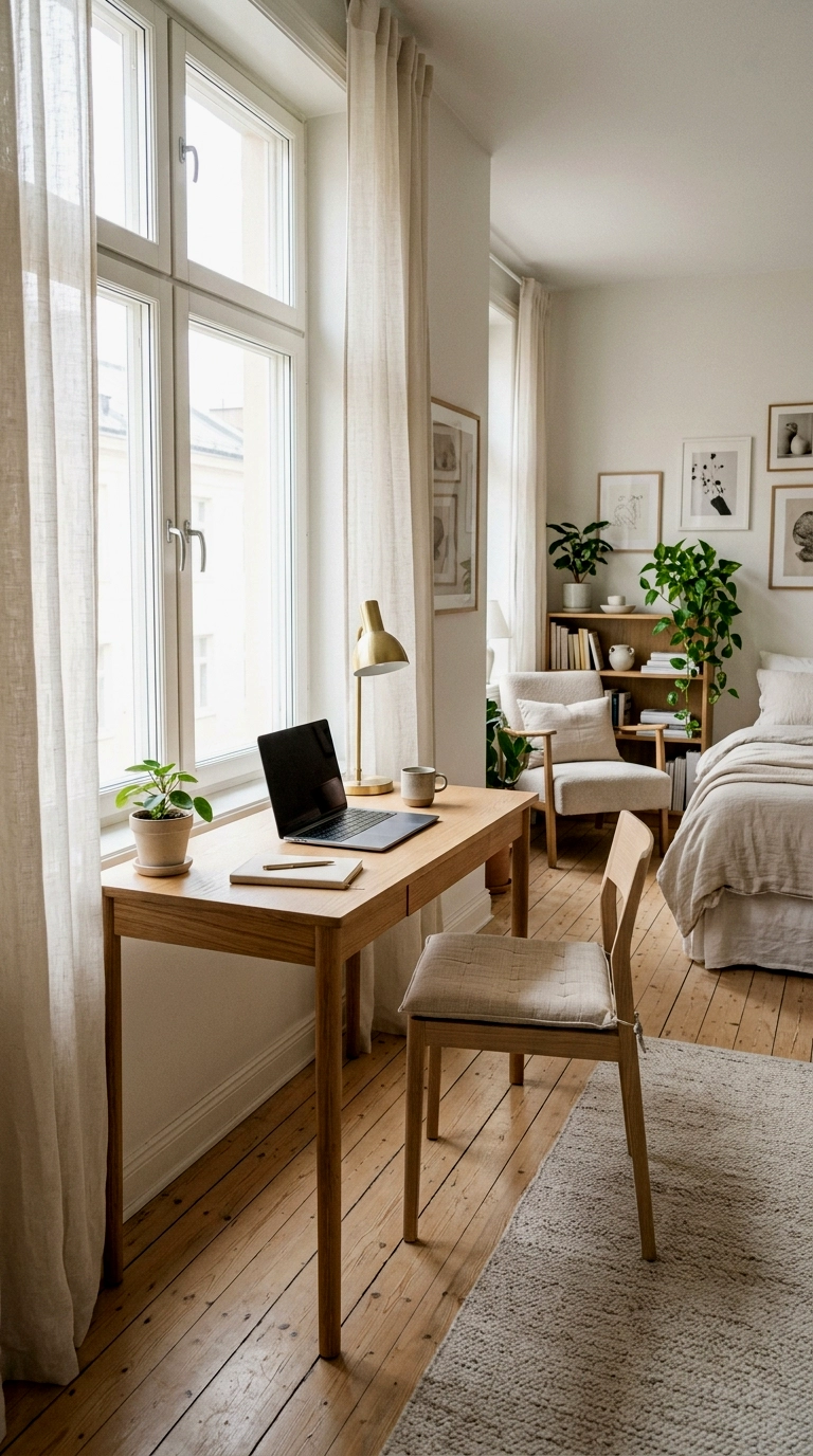 7. Take the window's side for a slim desk
