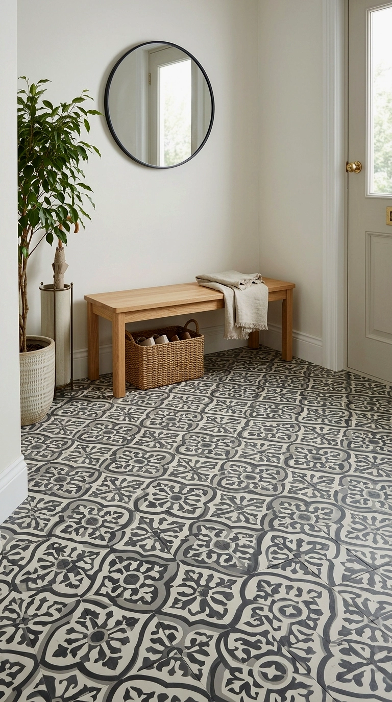 6. Lay a peel and stick floor tile zone