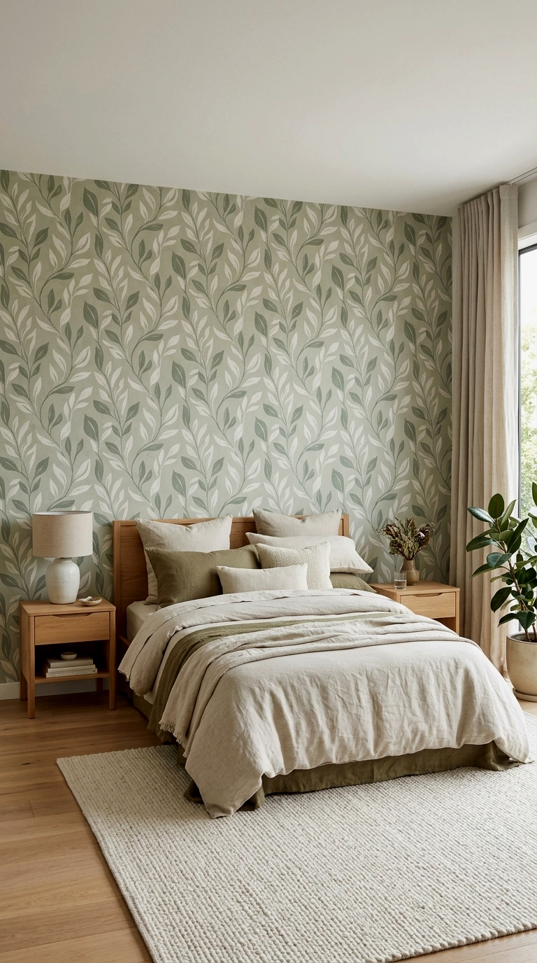 8. Wallpaper one wall with a removable panel set