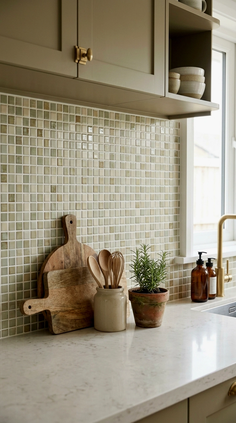 12. Retile a splashback with a mesh backed mosaic