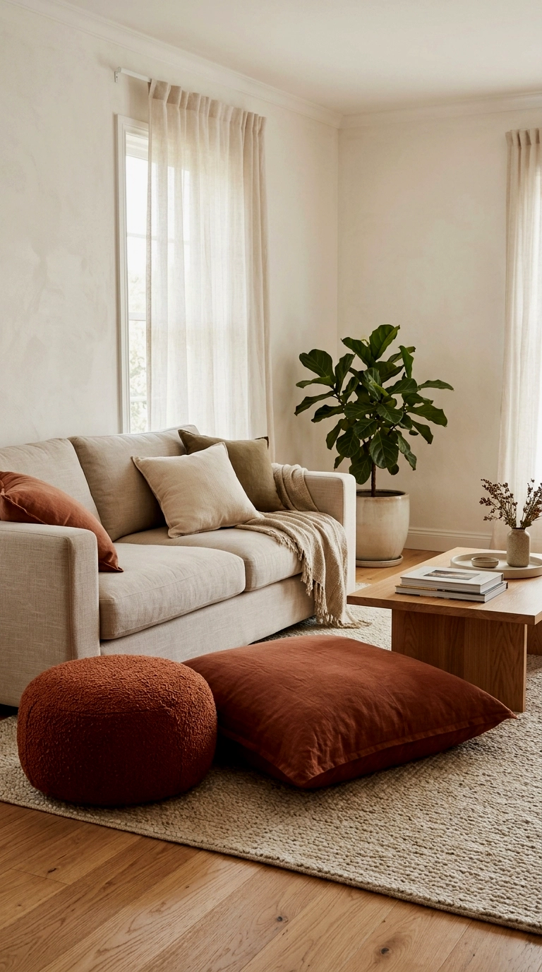 4. Add a floor cushion or pouf in the deepest shade