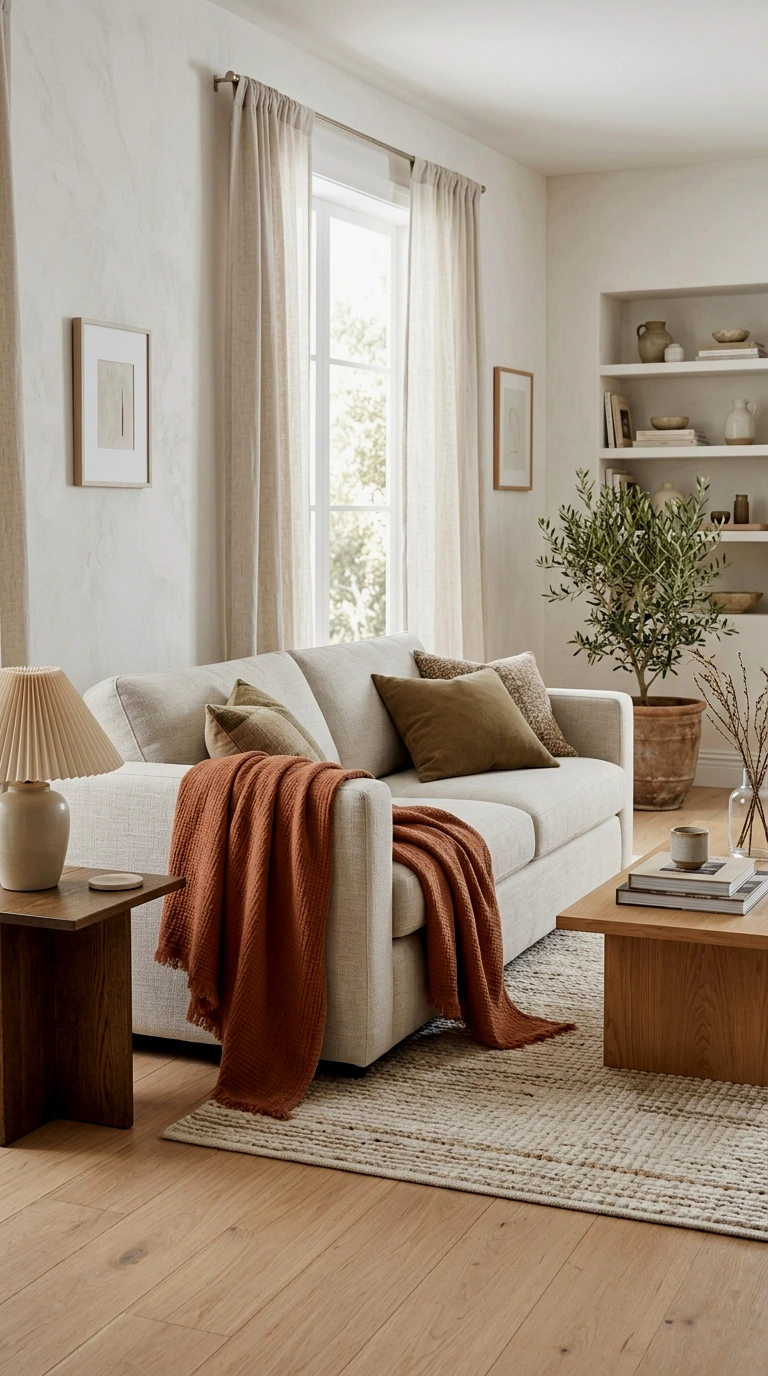 5. Work a throw across the sofa arm