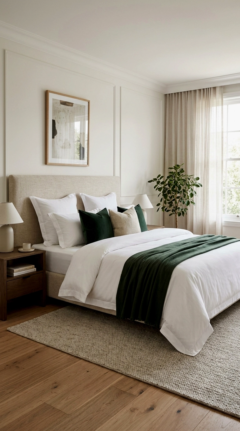 1. Build the bed in whites and one deep accent