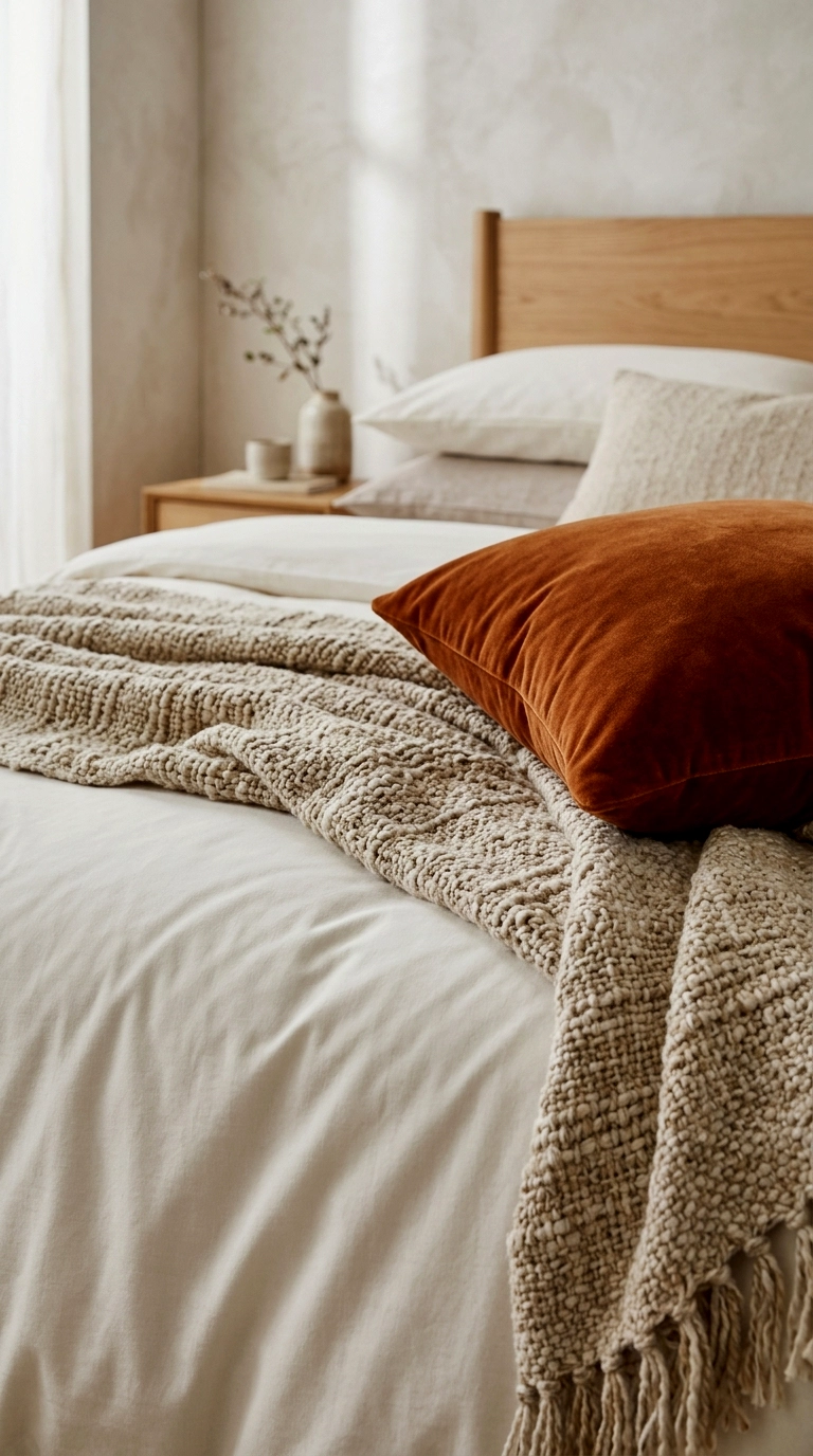 4. Layer three textures on the bed