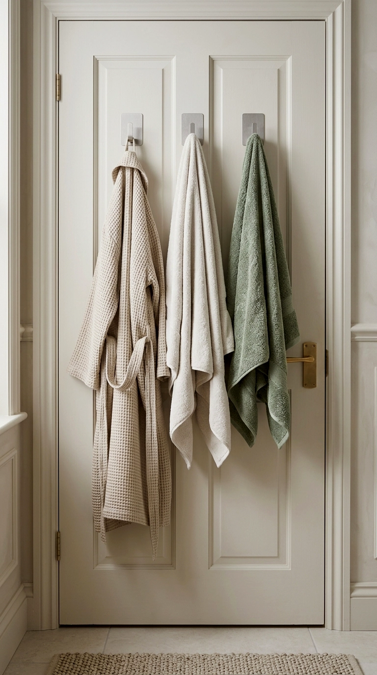 6. Add stick on hooks where the doors demand them