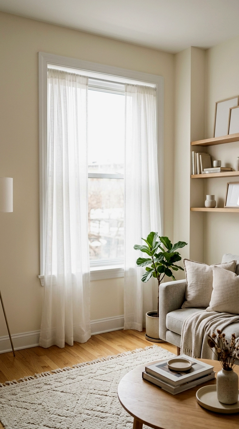 8. Use tension rods for curtains and storage