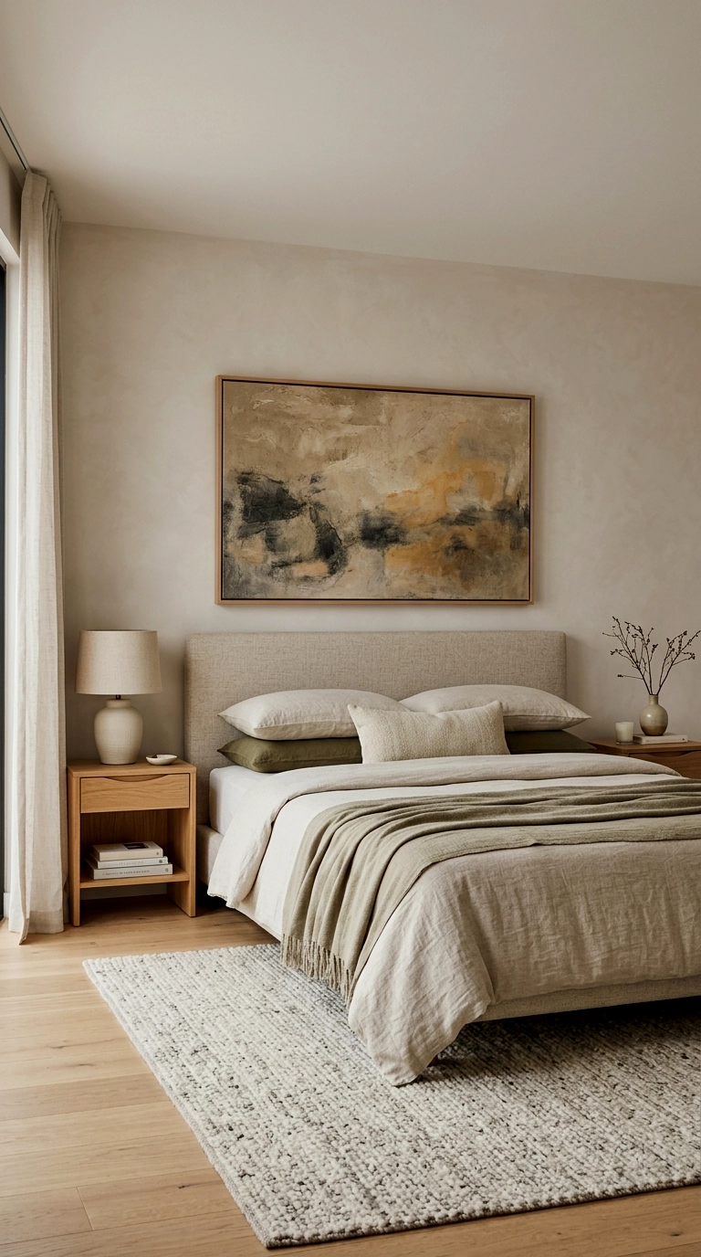 8. Rehang the art lower, over the bed
