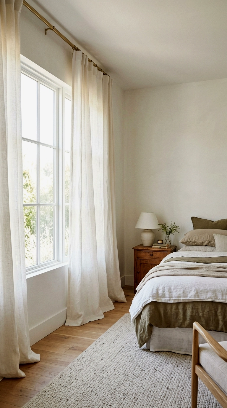 9. Wash and rehang the curtains higher