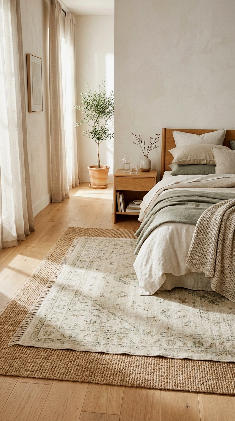 11. Shake, rotate or layer the bedside rug